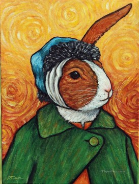 動物 Painting - ゴッホのウサギの自画像